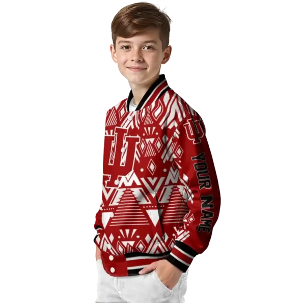 customized indiana hoosiers pyramid shapes red varsity jacket trendy.webp