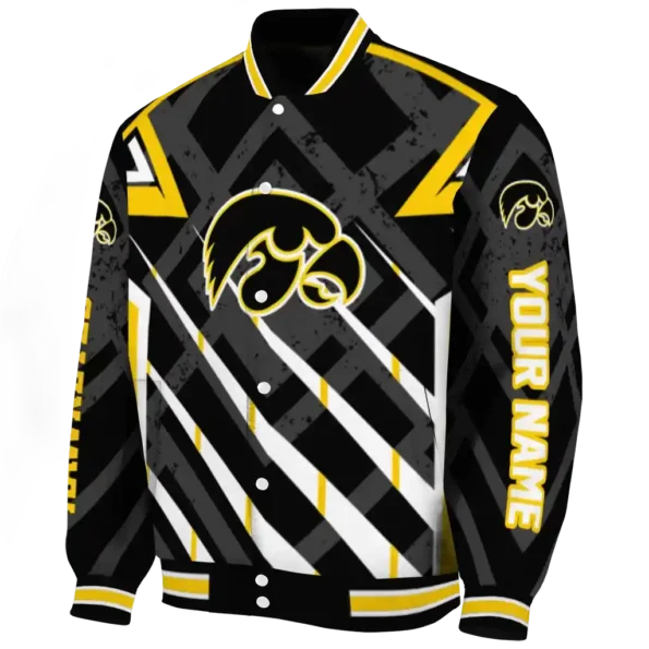 customized iowa hawkeyes chevron angles black varsity jacket best selling.webp