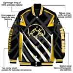 customized iowa hawkeyes chevron angles black varsity jacket best selling.webp