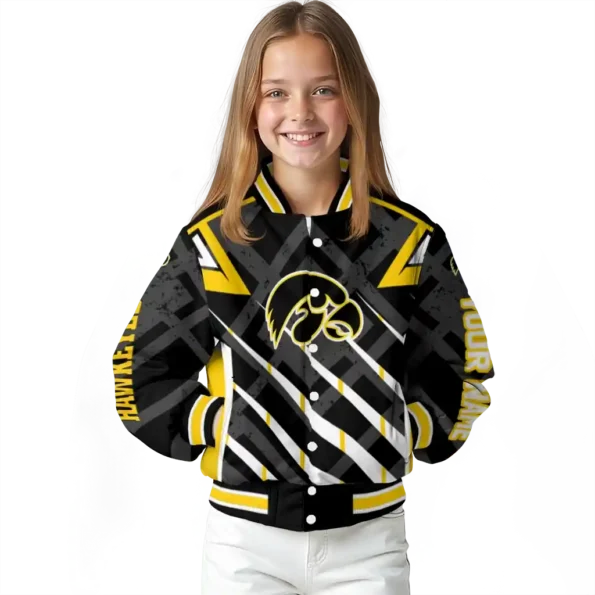 customized iowa hawkeyes chevron angles black varsity jacket top rated.webp