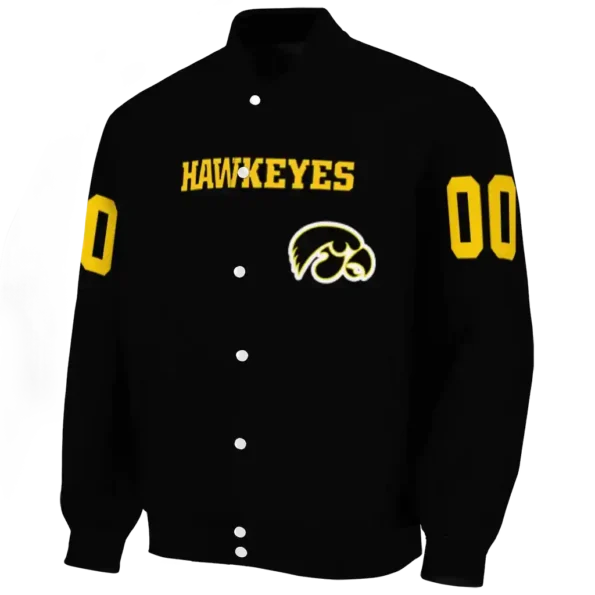 customized iowa hawkeyes flame border black varsity jacket best selling