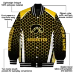 customized iowa hawkeyes hexagon grid black varsity jacket best selling.webp