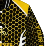 customized iowa hawkeyes hexagon grid black varsity jacket best selling.webp