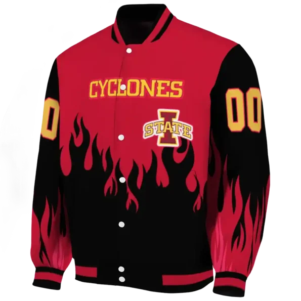 customized iowa state cyclones flame border red black varsity jacket best selling