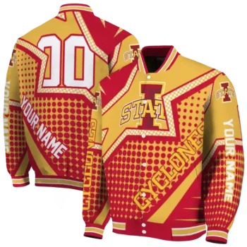 customized iowa state cyclones star burst red varsity jacket fashion forward.webp