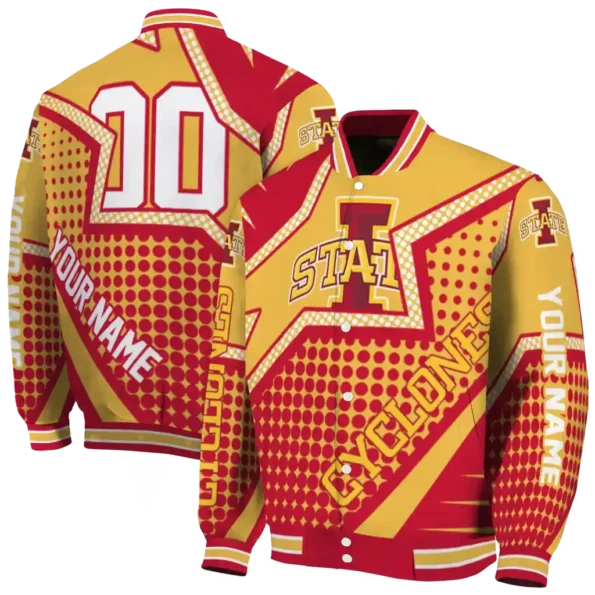 customized iowa state cyclones star burst red varsity jacket fashion forward.webp