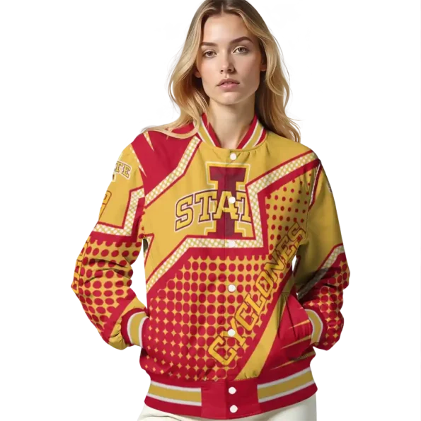 customized iowa state cyclones star burst red varsity jacket latest model.webp