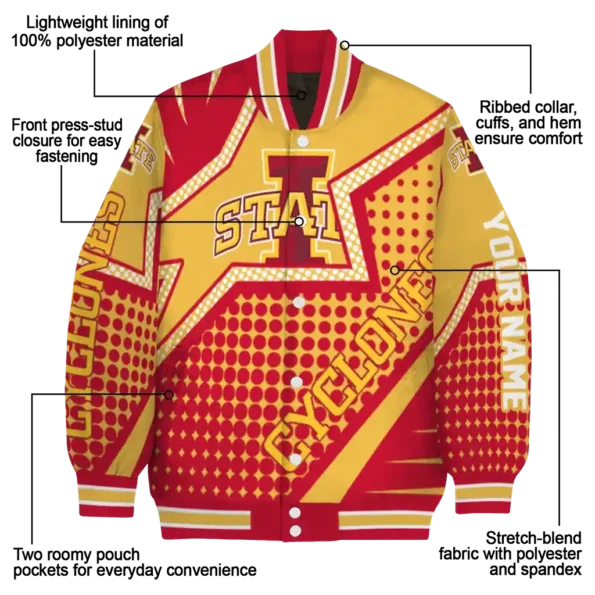 customized iowa state cyclones star burst red varsity jacket new arrival.webp