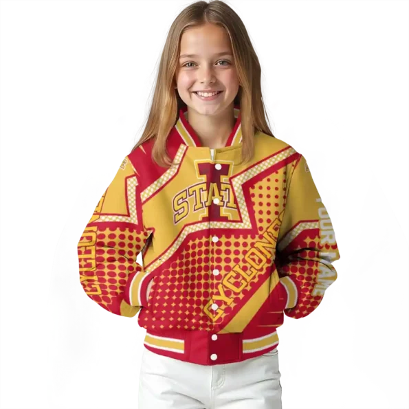 customized iowa state cyclones star burst red varsity jacket top rated.webp