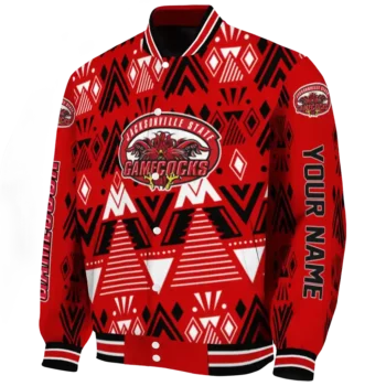customized jacksonville state gamecocks pyramid shapes red varsity jacket best selling.webp