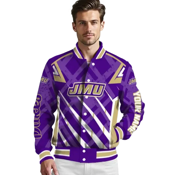 customized james madison dukes chevron angles purple varsity jacket high quality.webp