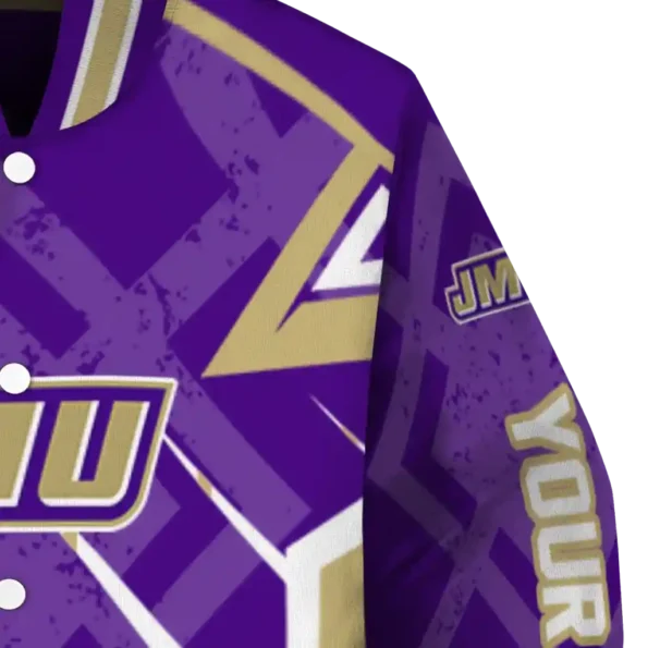 customized james madison dukes chevron angles purple varsity jacket premium grade.webp