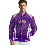 customized james madison dukes hexagon grid purple varsity jacket best selling.webp