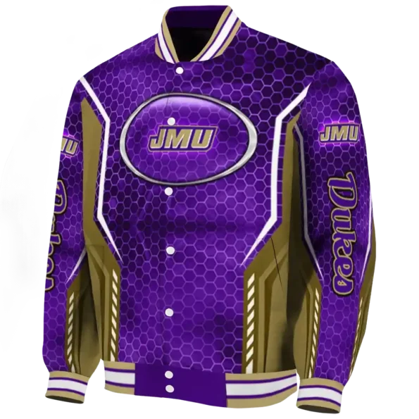 customized james madison dukes power plate purple varsity jacket best selling