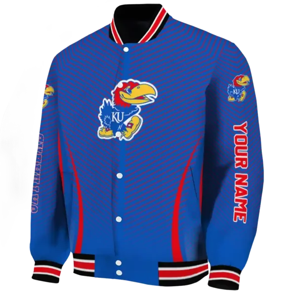 customized kansas jayhawks chevron arrow blue varsity jacket best selling