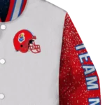 customized-kansas-jayhawks-speckled-arms-blue-gray-varsity-jacket-best-selling.webp