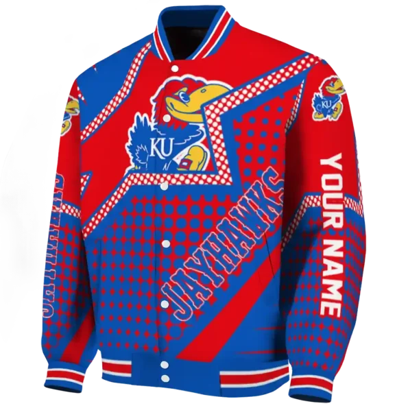 customized kansas jayhawks star burst blue varsity jacket best selling.webp