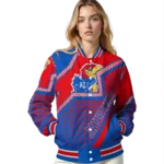 customized kansas jayhawks star burst blue varsity jacket best selling.webp