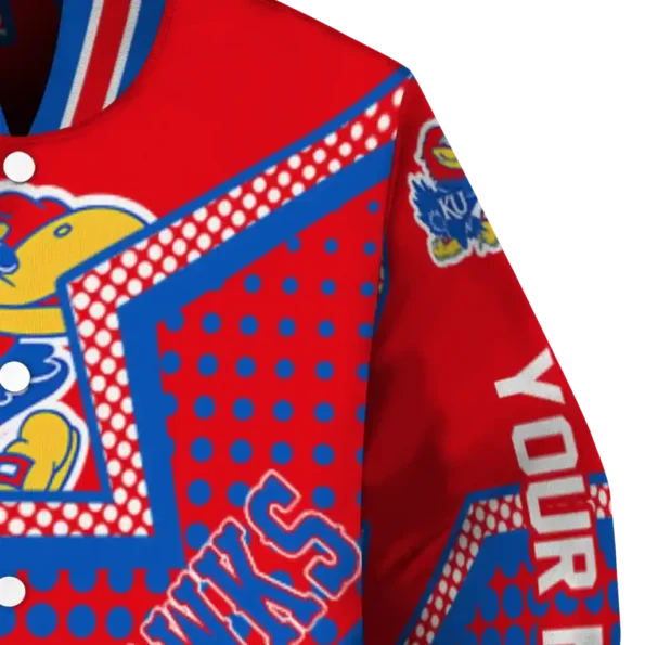 customized kansas jayhawks star burst blue varsity jacket premium grade.webp
