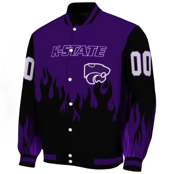 customized kansas state wildcats flame border purple black varsity jacket best selling