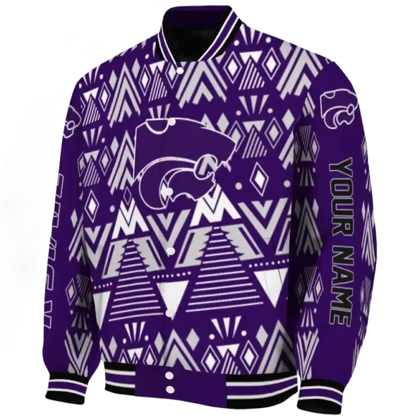 customized kansas state wildcats pyramid shapes purple varsity jacket best selling.webp