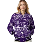 customized kansas state wildcats pyramid shapes purple varsity jacket best selling.webp