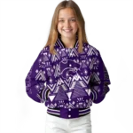 customized kansas state wildcats pyramid shapes purple varsity jacket best selling.webp