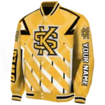 customized kennesaw state owls chevron angles gold varsity jacket best selling.webp