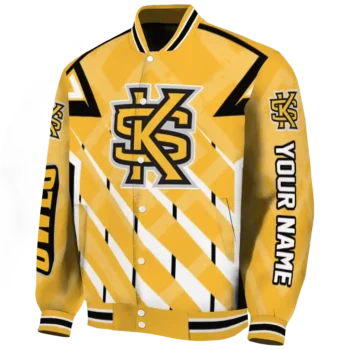 customized kennesaw state owls chevron angles gold varsity jacket best selling.webp