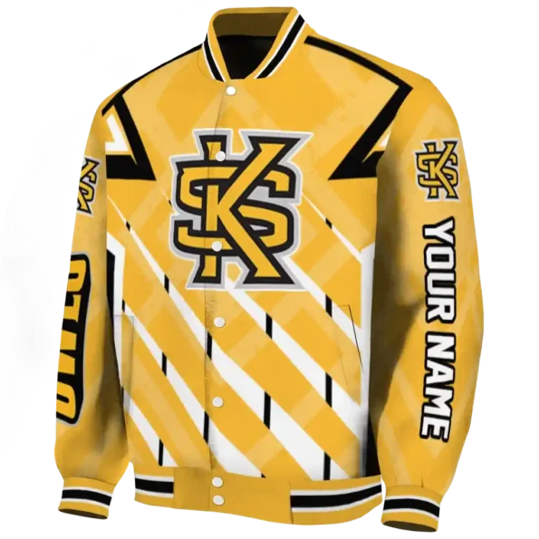 customized kennesaw state owls chevron angles gold varsity jacket best selling.webp