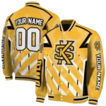 customized kennesaw state owls chevron angles gold varsity jacket best selling.webp