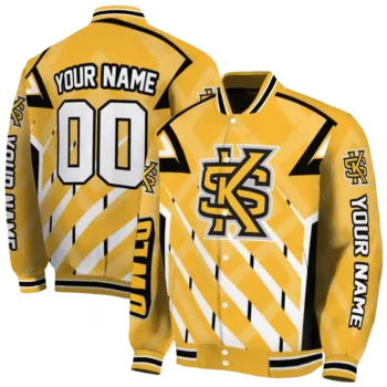 customized kennesaw state owls chevron angles gold varsity jacket fashion forward.webp