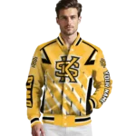customized kennesaw state owls chevron angles gold varsity jacket best selling.webp
