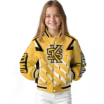 customized kennesaw state owls chevron angles gold varsity jacket best selling.webp