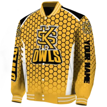 customized kennesaw state owls hexagon grid gold varsity jacket best selling.webp