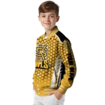 customized kennesaw state owls hexagon grid gold varsity jacket best selling.webp