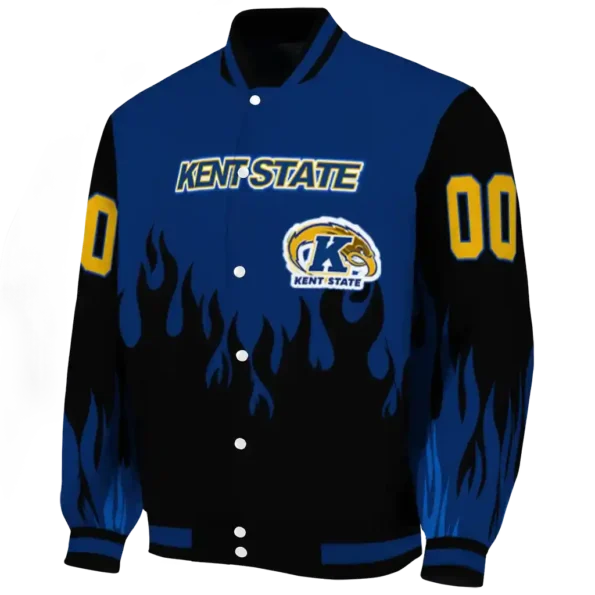 customized kent state golden flashes flame border navy blue black varsity jacket best selling