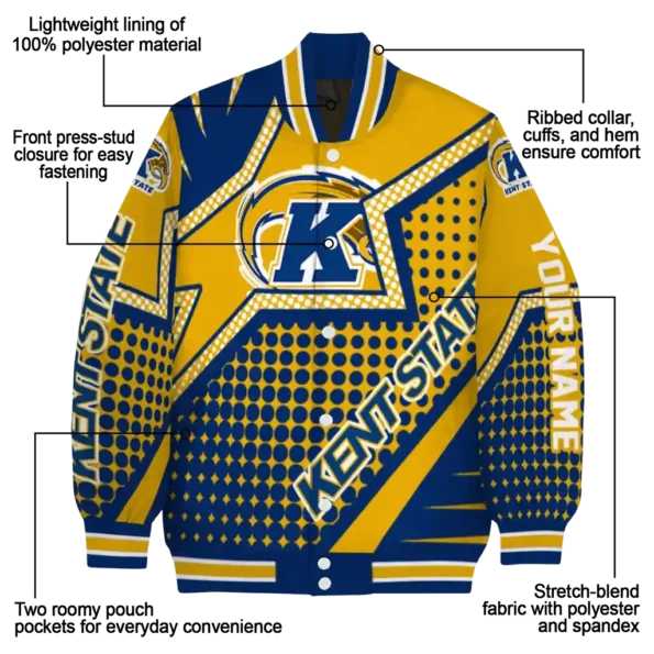 customized kent state golden flashes star burst navy blue varsity jacket new arrival.webp