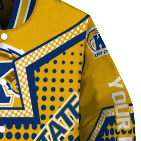 customized kent state golden flashes star burst navy blue varsity jacket premium grade.webp