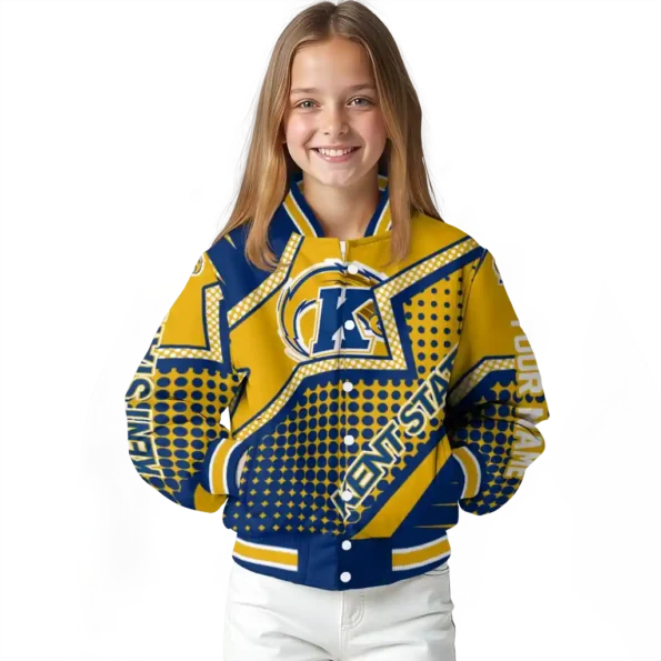 customized kent state golden flashes star burst navy blue varsity jacket top rated.webp