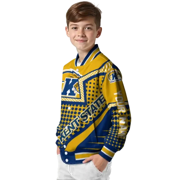 customized kent state golden flashes star burst navy blue varsity jacket trendy.webp