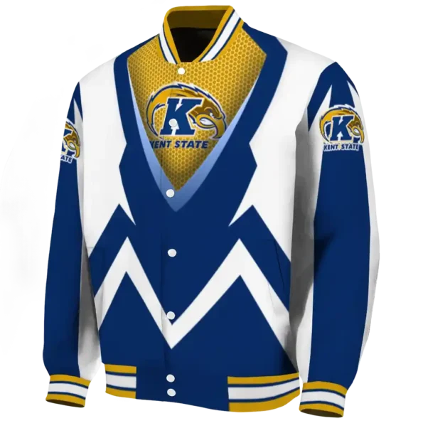customized kent state golden flashes v stripes navy blue white varsity jacket best selling