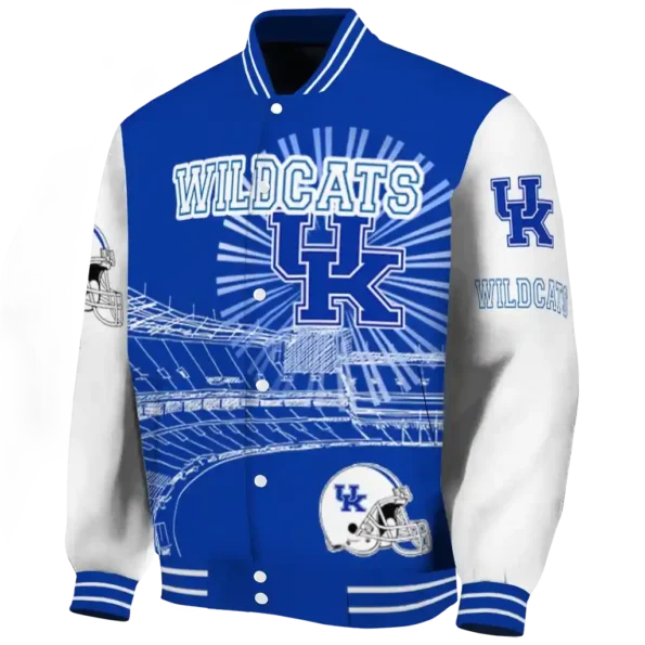 customized kentucky wildcats ferris arena blue white varsity jacket best selling