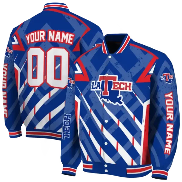 customized la tech chevron angles blue varsity jacket fashion forward.webp