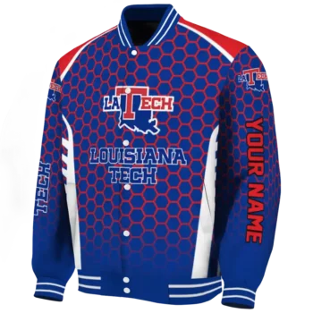 customized la tech hexagon grid blue varsity jacket best selling.webp