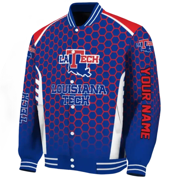 customized la tech hexagon grid blue varsity jacket best selling.webp