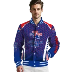 customized la tech hexagon grid blue varsity jacket best selling.webp