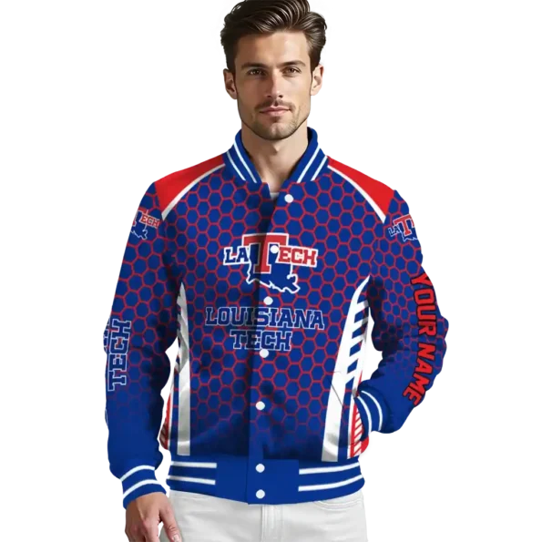 customized la tech hexagon grid blue varsity jacket high quality.webp
