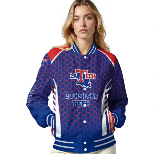 customized la tech hexagon grid blue varsity jacket latest model.webp