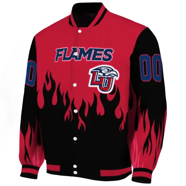 customized liberty flames flame border red black varsity jacket best selling